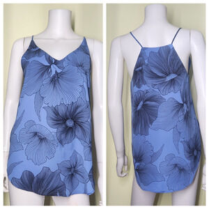 Loft Camisole Tank Top Size S Blue Floral Spaghetti Strap V-Neck Boho Luxe